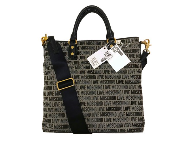 Love Moschino Einkaufstasche mit dem Gurt Grau Tuch  ref.72686